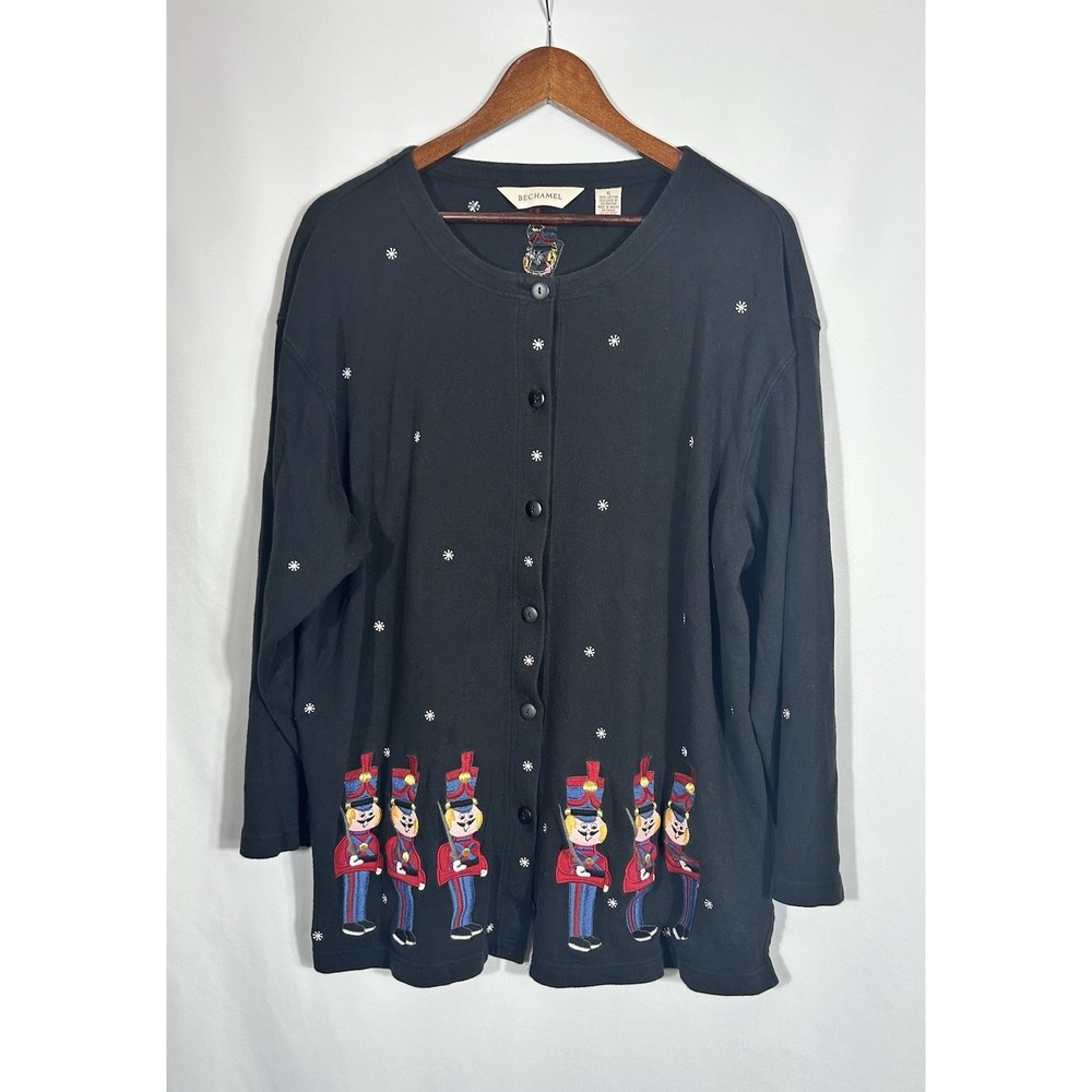 Bechamel Embroidered‎ Toy Soldier Nutcracker Christmas Cardigan Shirt Sweater XL